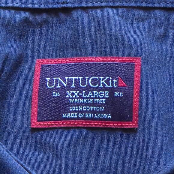 Untuckit Men’s Solid Blue Wrinkle free Button Down Shirt, Size 2XL - Picture 2 of 4